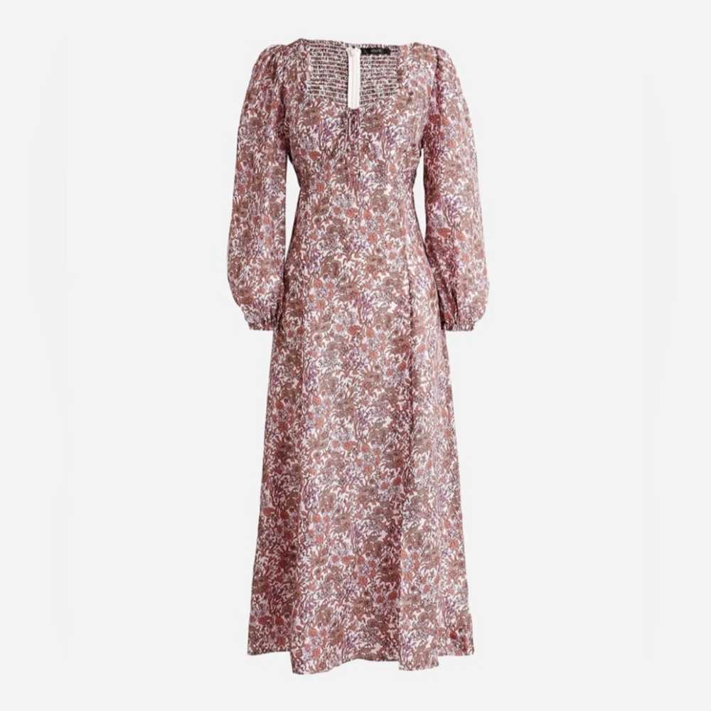 NWT J.Crew Sweetheart Long-Sleeve Midi Dress in Fête Floral #BK975